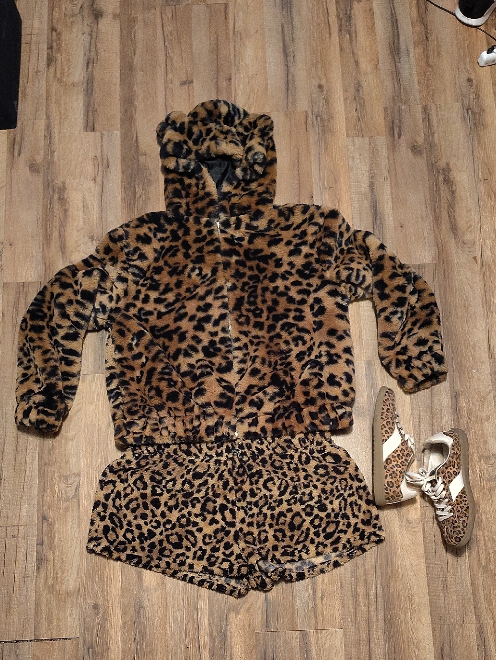 Wild Fable Faux Fur Leopard Hoodie Jacket